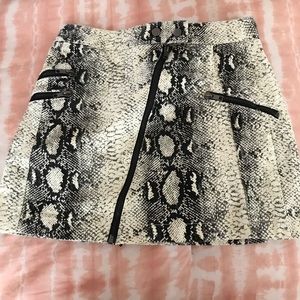 Snake skin zipper mini skirt